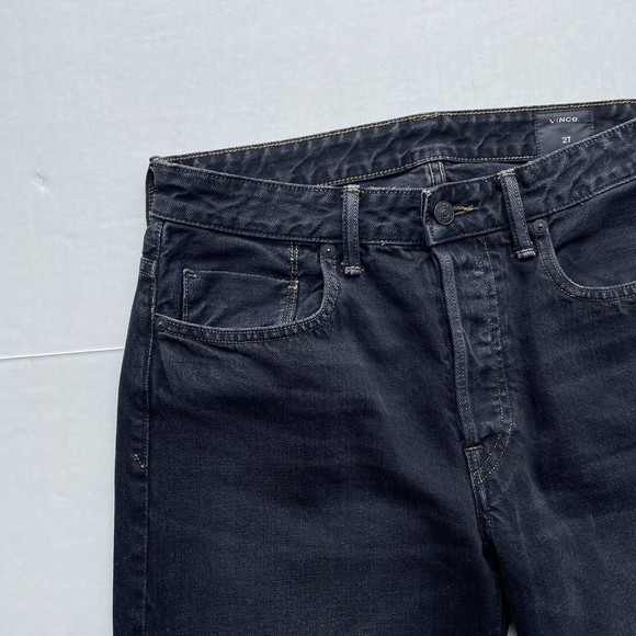 Vince Women's Black Denim Jeans Sz 27 High Waist Button Fly Cropped Ankke Jeans - Picture 6 of 10